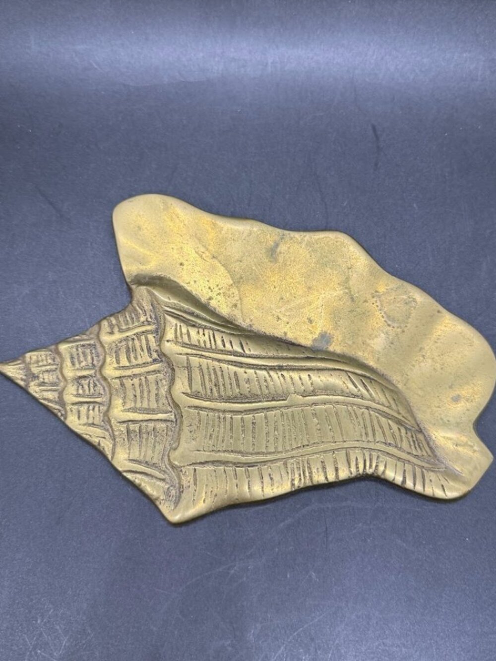 Vintage Brass Metal Conch Shell Wall Hanging Decor 7" Beach Nautical Coastal